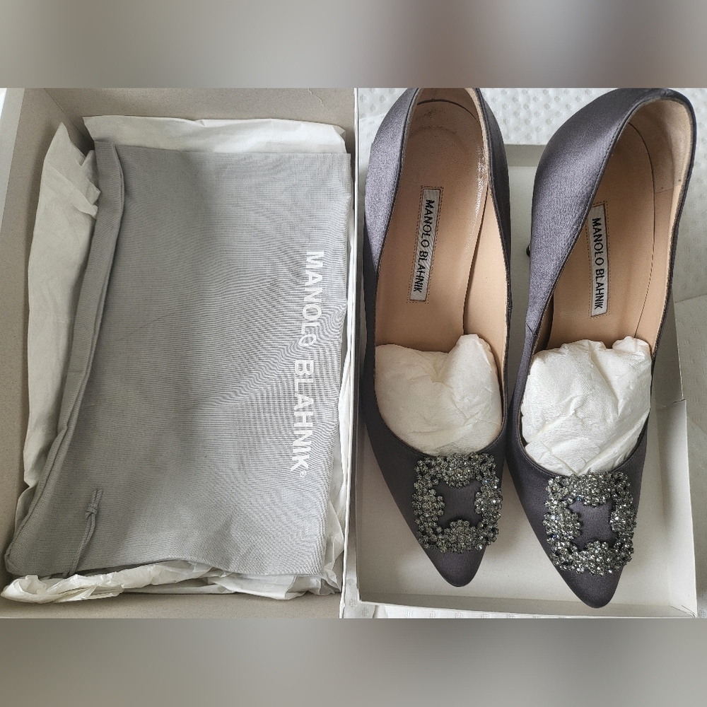 SOLD▪︎Manolo Blahnik Grey Heels 10.5cm